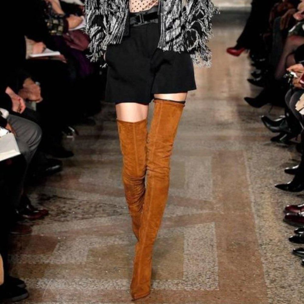 🚫 Sold 🚫 9.5  Emilio Pucci Thigh High Suede Leather Camel Boots, Super Rare